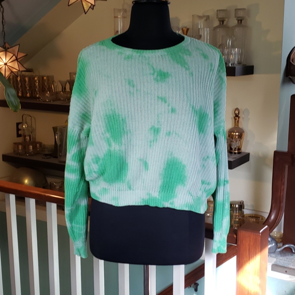 Wild Fable Cropped Green Tie Dye Womens Sweater